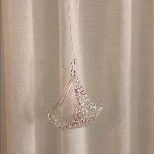 Glass sailboat tree ornament with sparkles